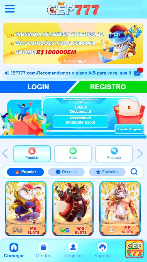 Interface do app cep777.com destacando apostas esportivas